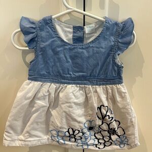 Tiny tummies 12m Blue and White Floral Baby Dress